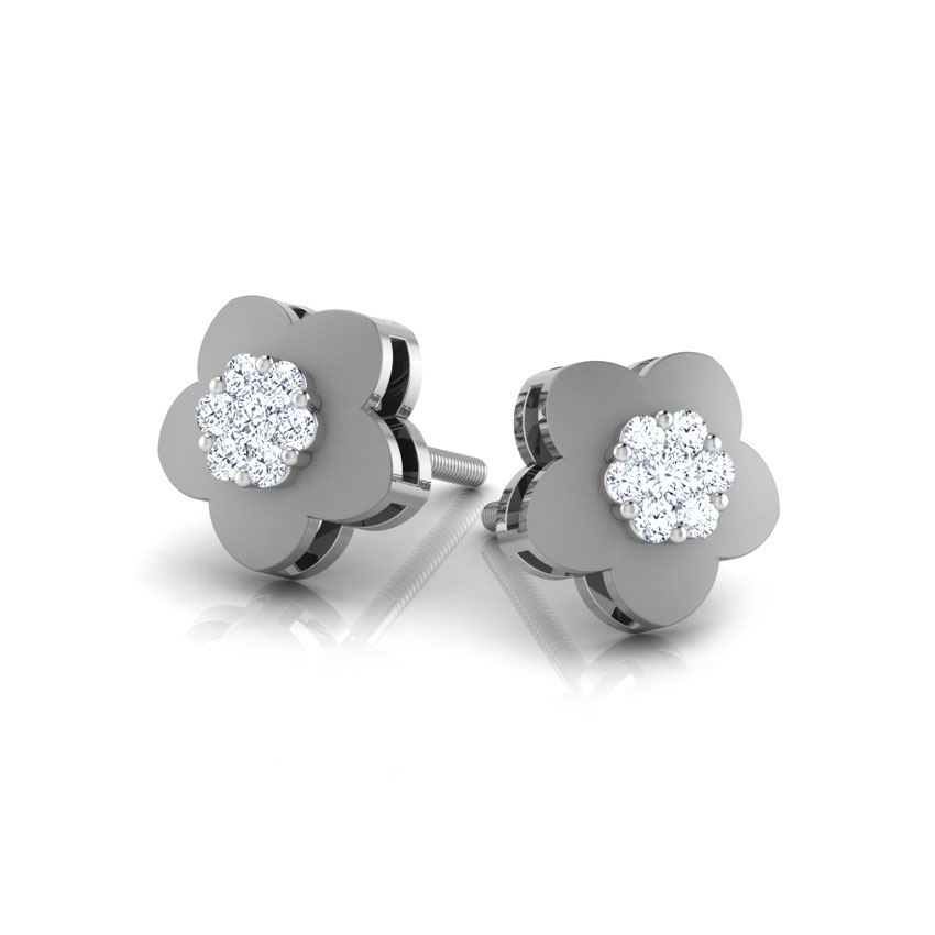Sunshine Floral Platinum Stud Earrings