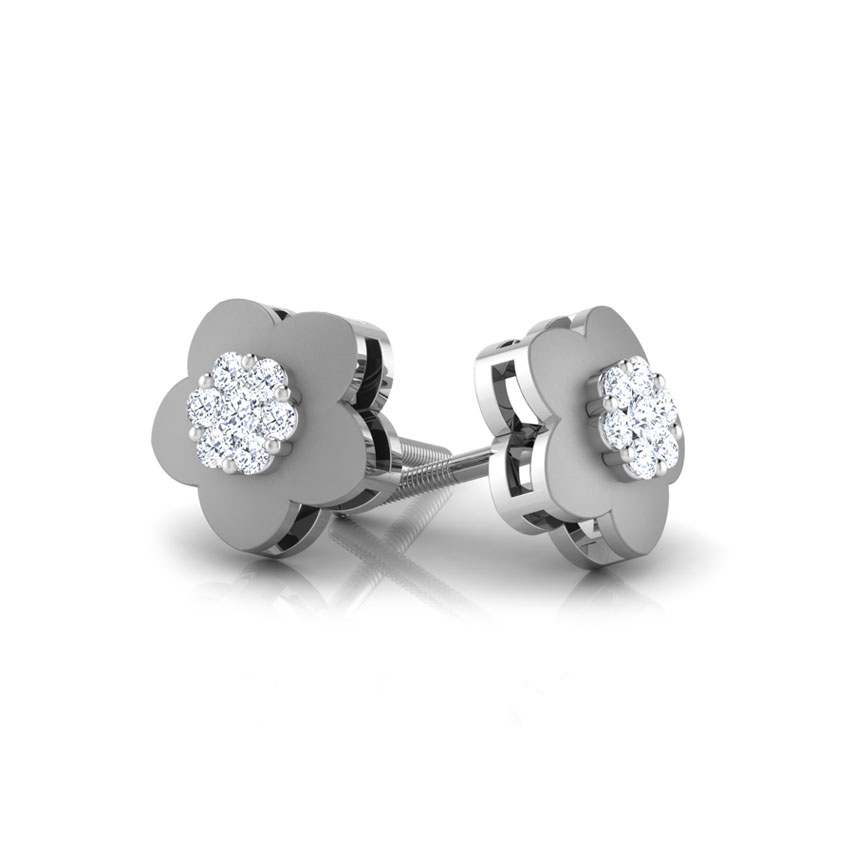 Sunshine Floral Platinum Stud Earrings