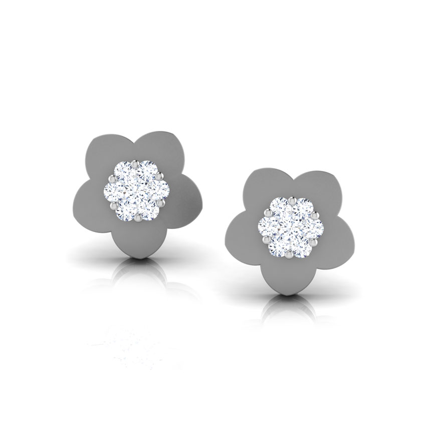 Sunshine Floral Platinum Stud Earrings