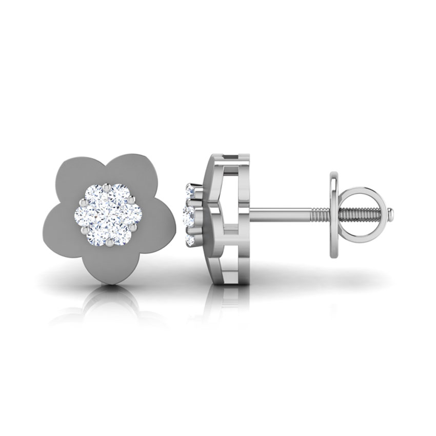 Sunshine Floral Platinum Stud Earrings
