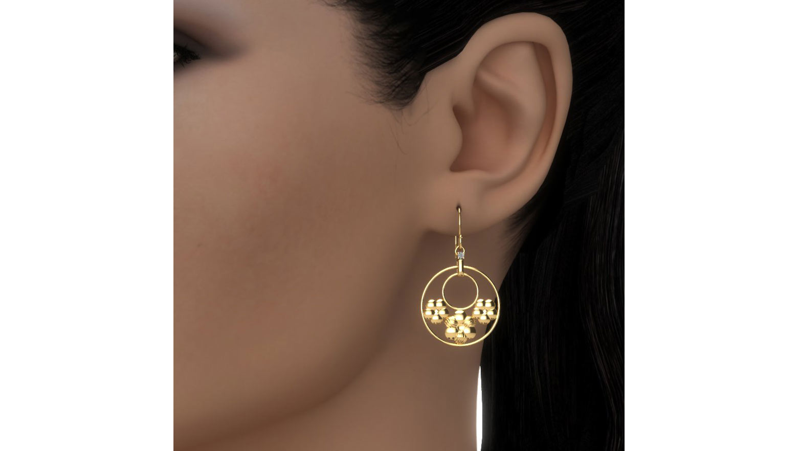 Diamond Earrings 18 Karat Yellow Gold Triple Flower Earrings