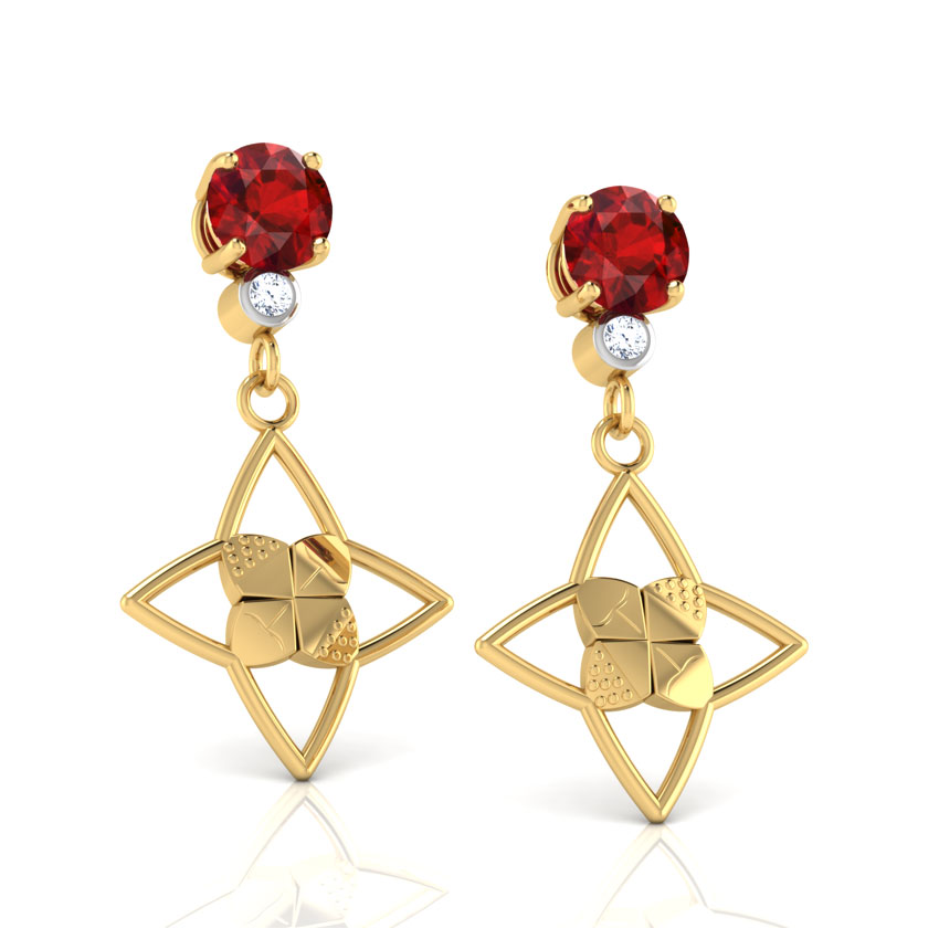 Diamond,Gemstone Earrings 18 Karat Yellow Gold Astral Beauty Stud Earrings
