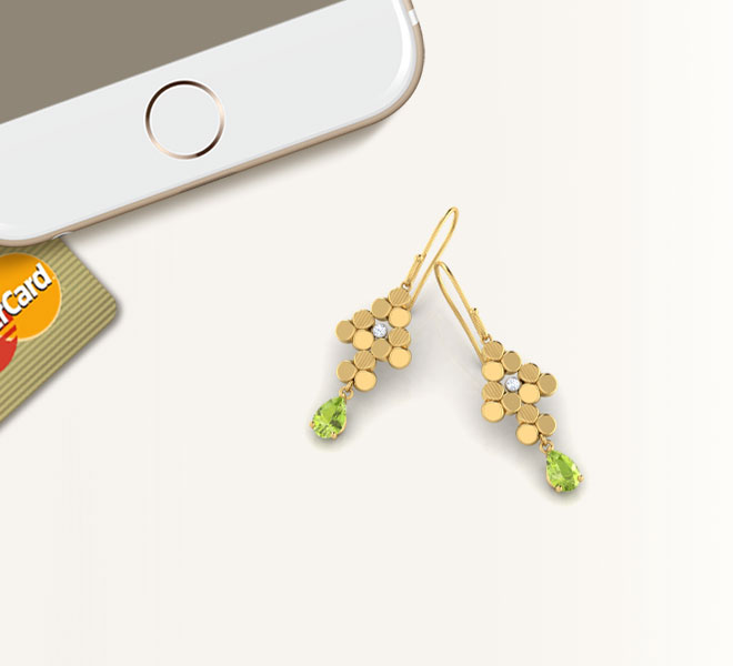 Diamond,Gemstone Earrings 18 Karat Yellow Gold Crystalline Drop Earrings