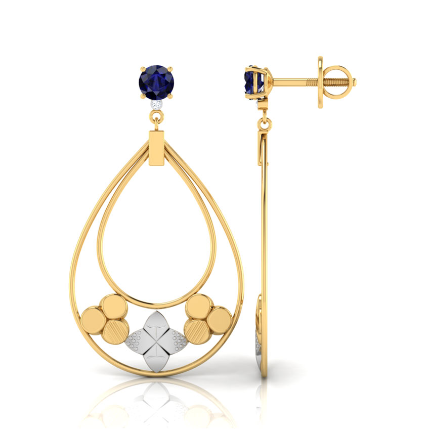Diamond,Gemstone Earrings 18 Karat Yellow Gold Blue Wonder Earrings