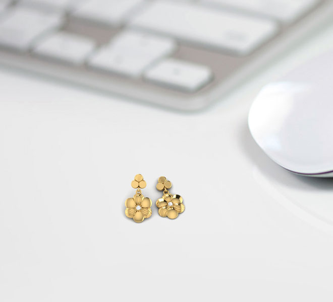 Diamond Earrings 18 Karat Yellow Gold Pansy Diamond Drop Earrings