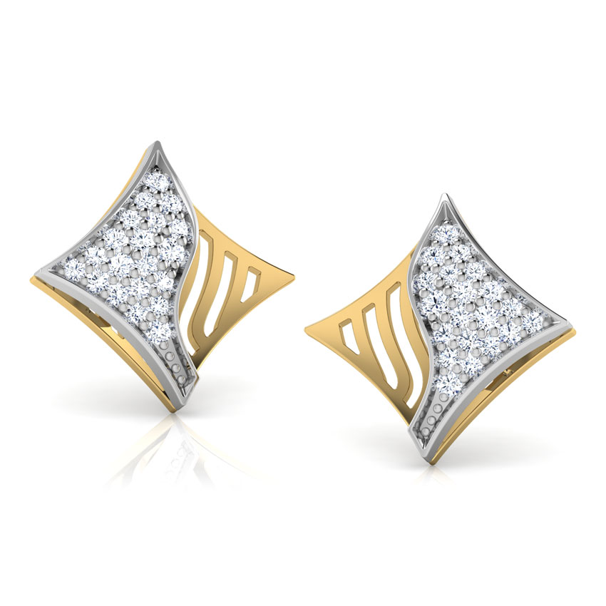 Wave Diamond Stud Earrings