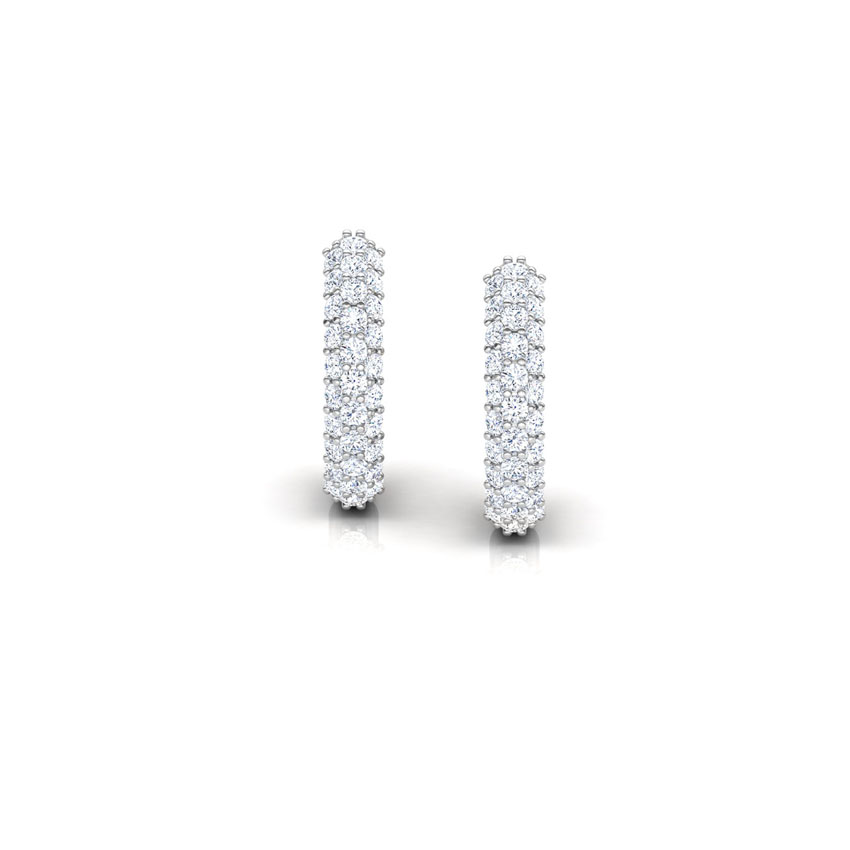 Stacked Stones Diamond Hoop Earrings
