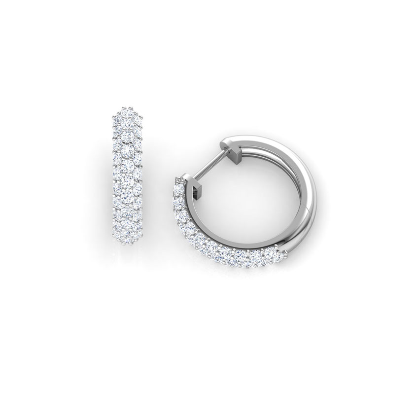Stacked Stones Diamond Hoop Earrings