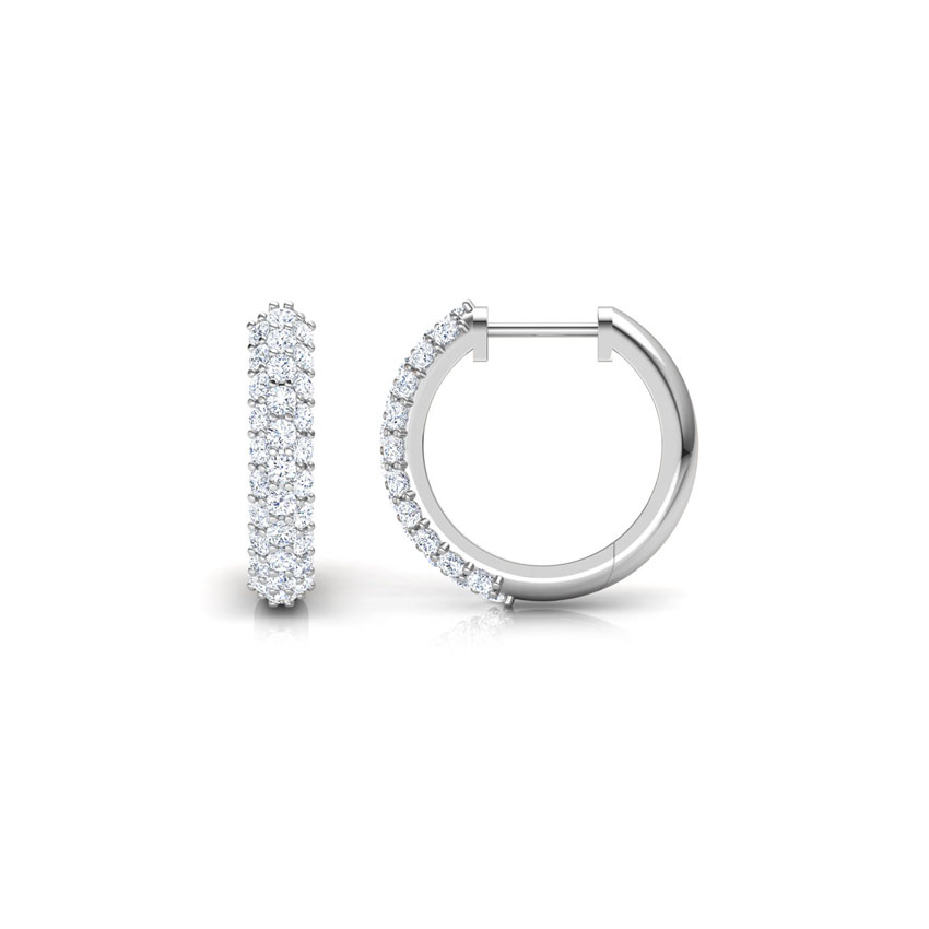 Stacked Stones Diamond Hoop Earrings