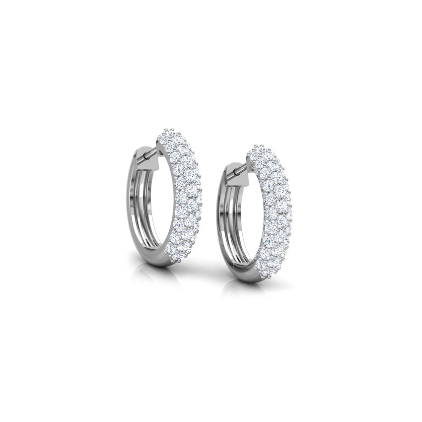 Stacked Stones Diamond Hoop Earrings