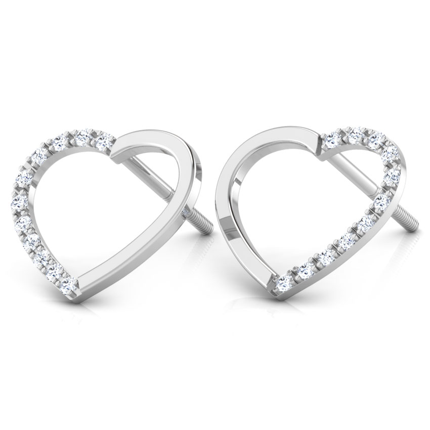 Diamond Earrings 14 Karat White Gold Love Blossom Diamond Stud Earrings