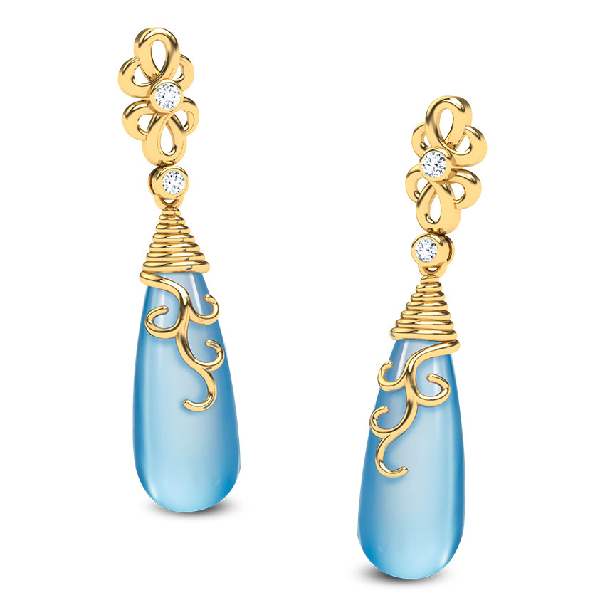 Swirl Blue Onyx Drop Earrings