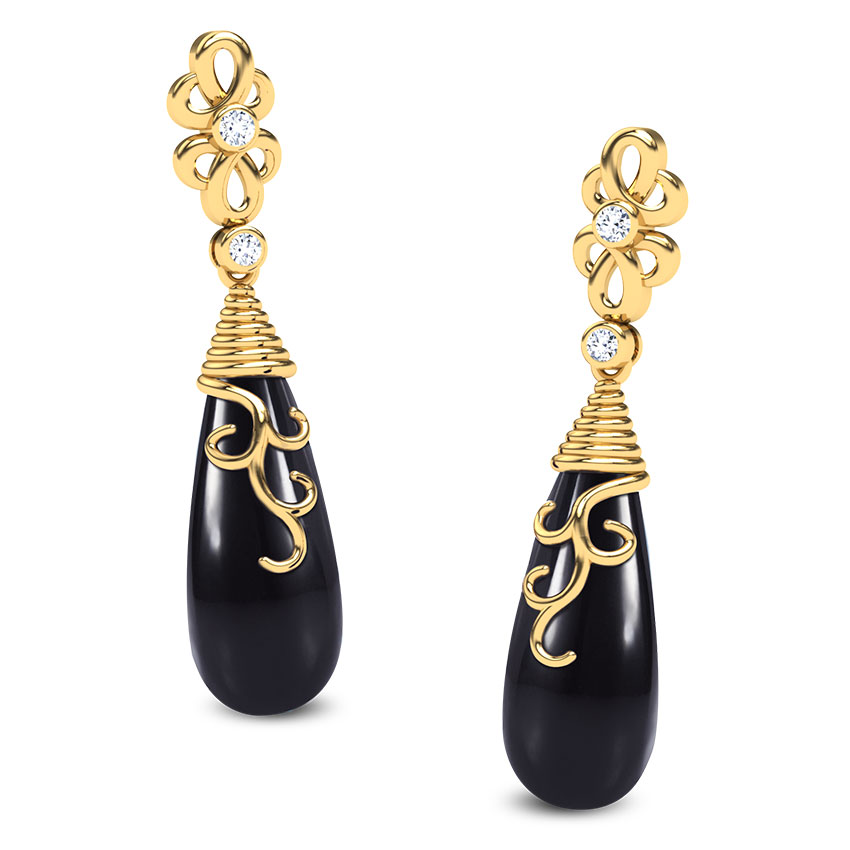 Swirl Blue Onyx Drop Earrings
