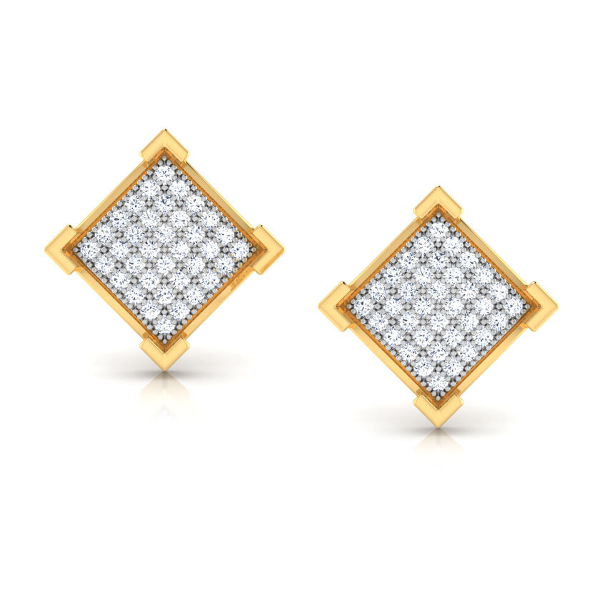 Sparkling Square Diamond Stud Earrings