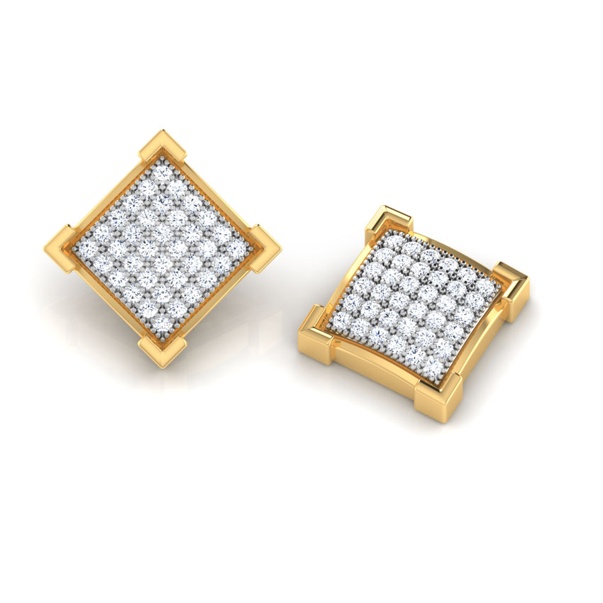 Sparkling Square Diamond Stud Earrings