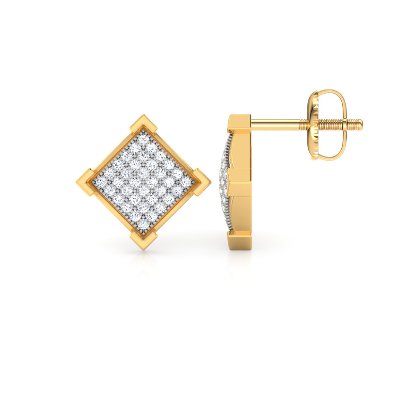 Sparkling Square Diamond Stud Earrings