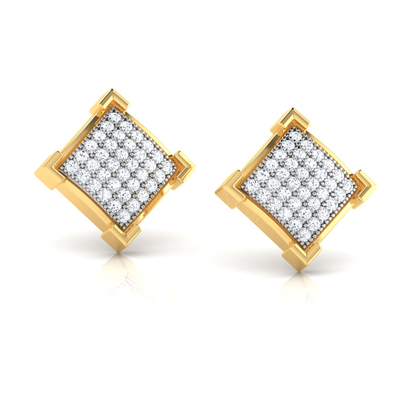 Sparkling Square Diamond Stud Earrings