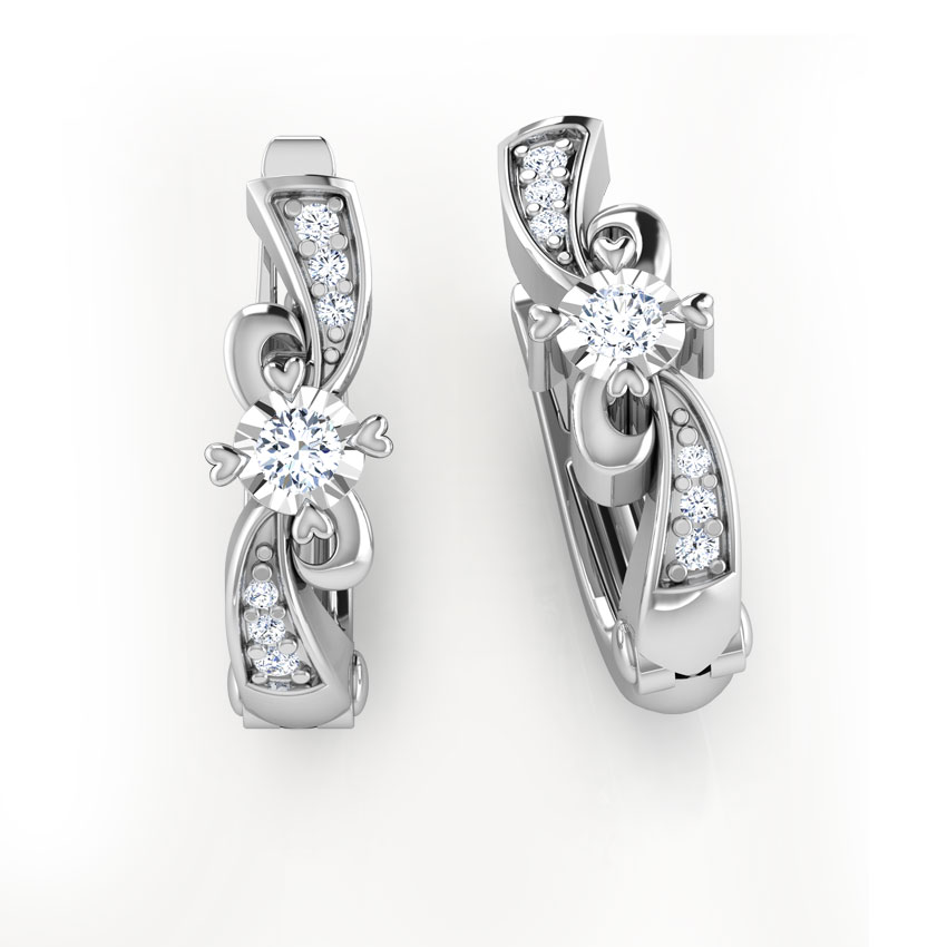 Twisty Curl Diamond Hoop Earrings