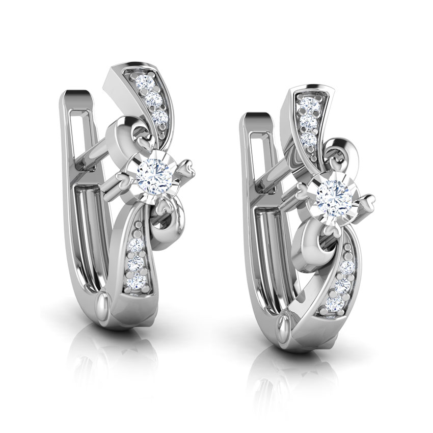 Twisty Curl Diamond Hoop Earrings