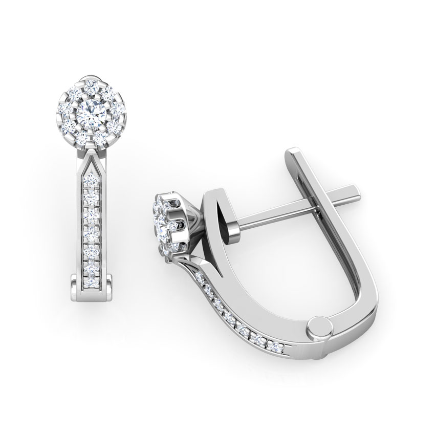 Linear Diamond Hoop Earrings