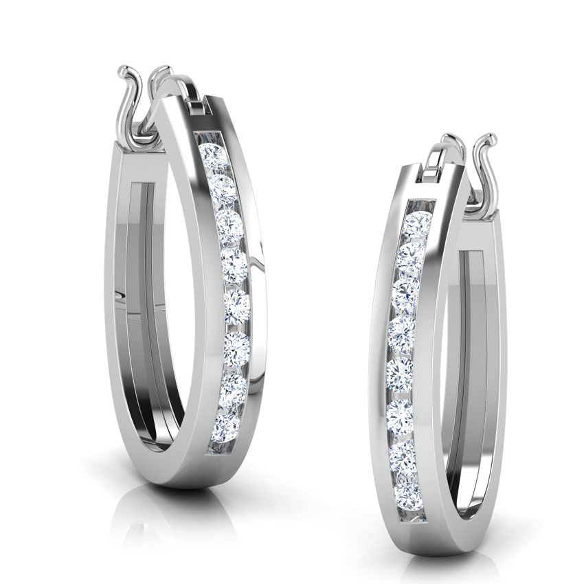 Diamond Earrings 18 Karat White Gold Wendy Diamond Hoop Earrings