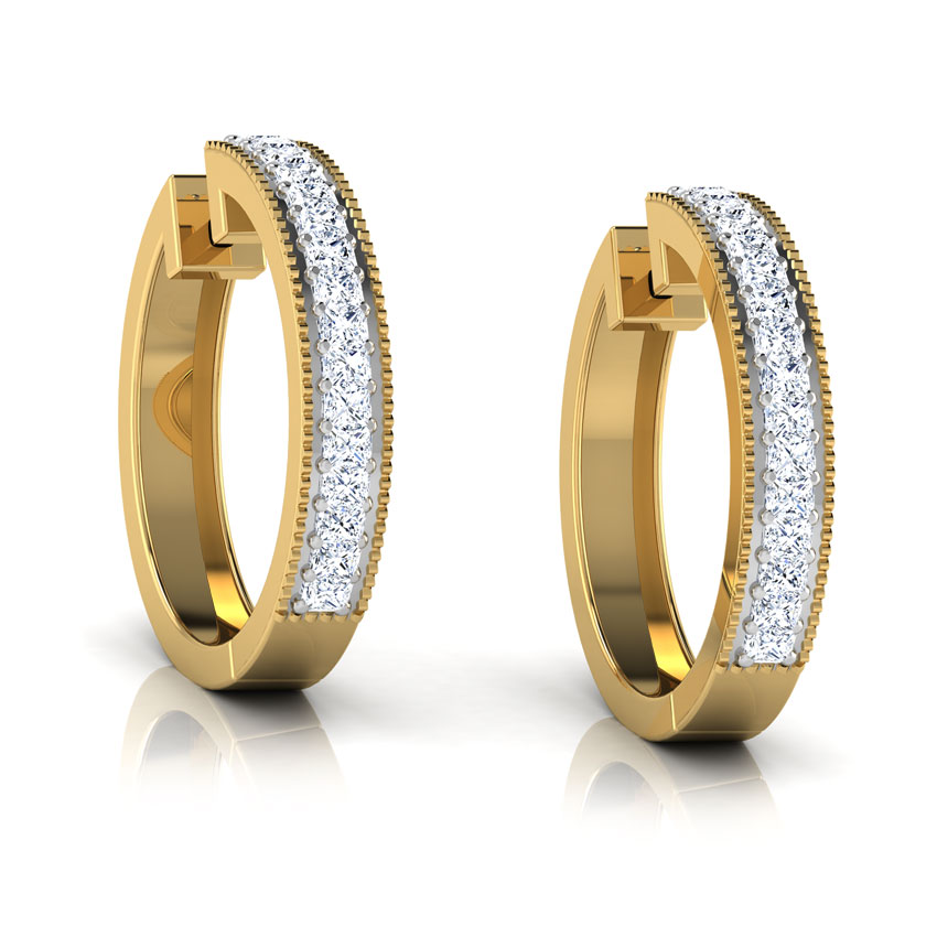 Line Diamond Hoop Earrings Line Diamond Hoop Earrings