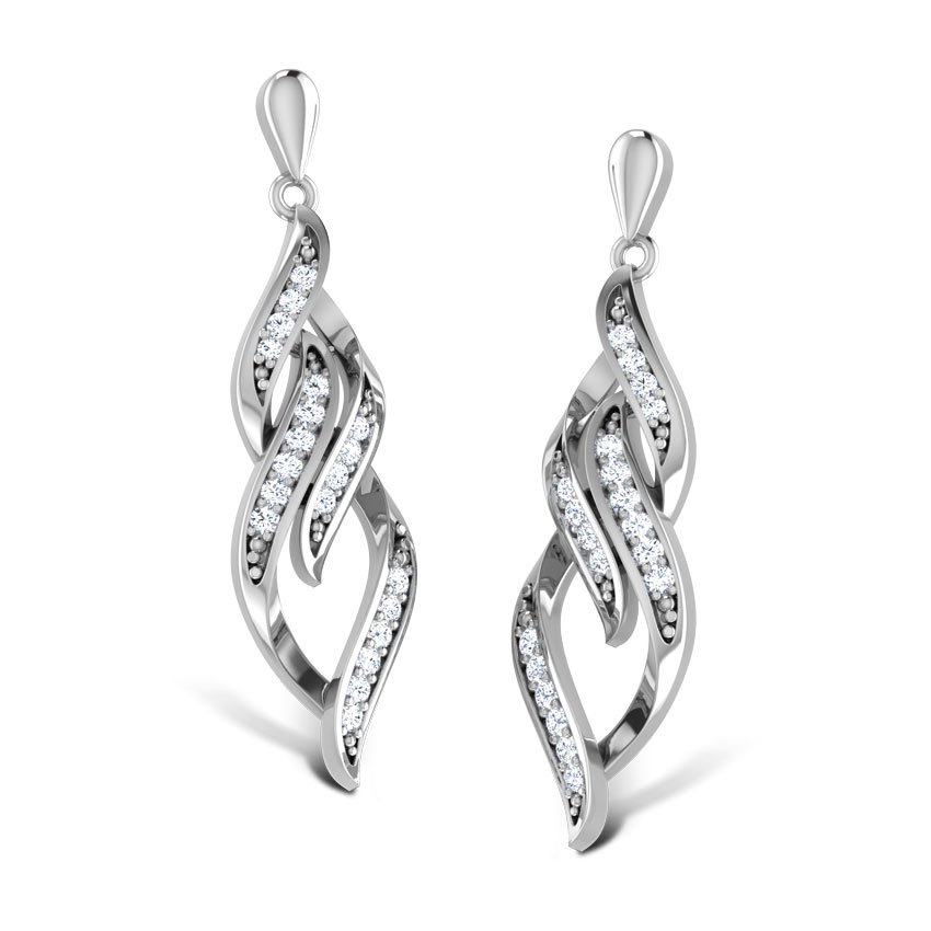 Leaf Infinity Diamond Drop Earrings