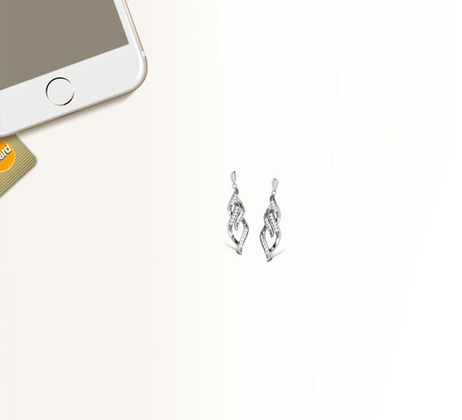 Leaf Infinity Diamond Drop Earrings