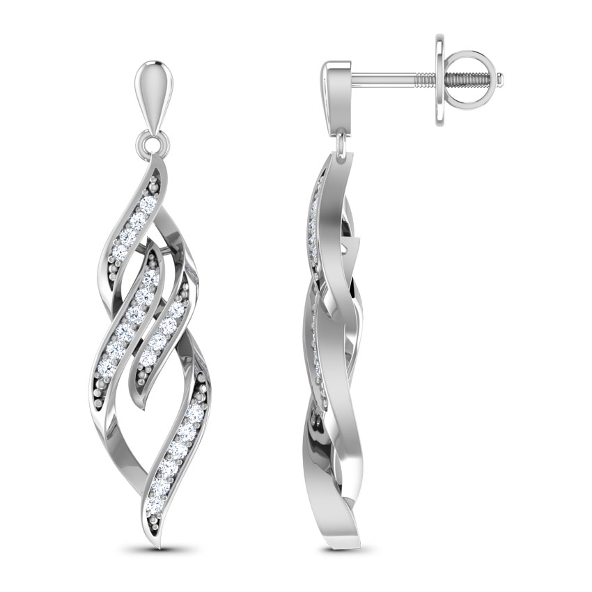 Leaf Infinity Diamond Drop Earrings