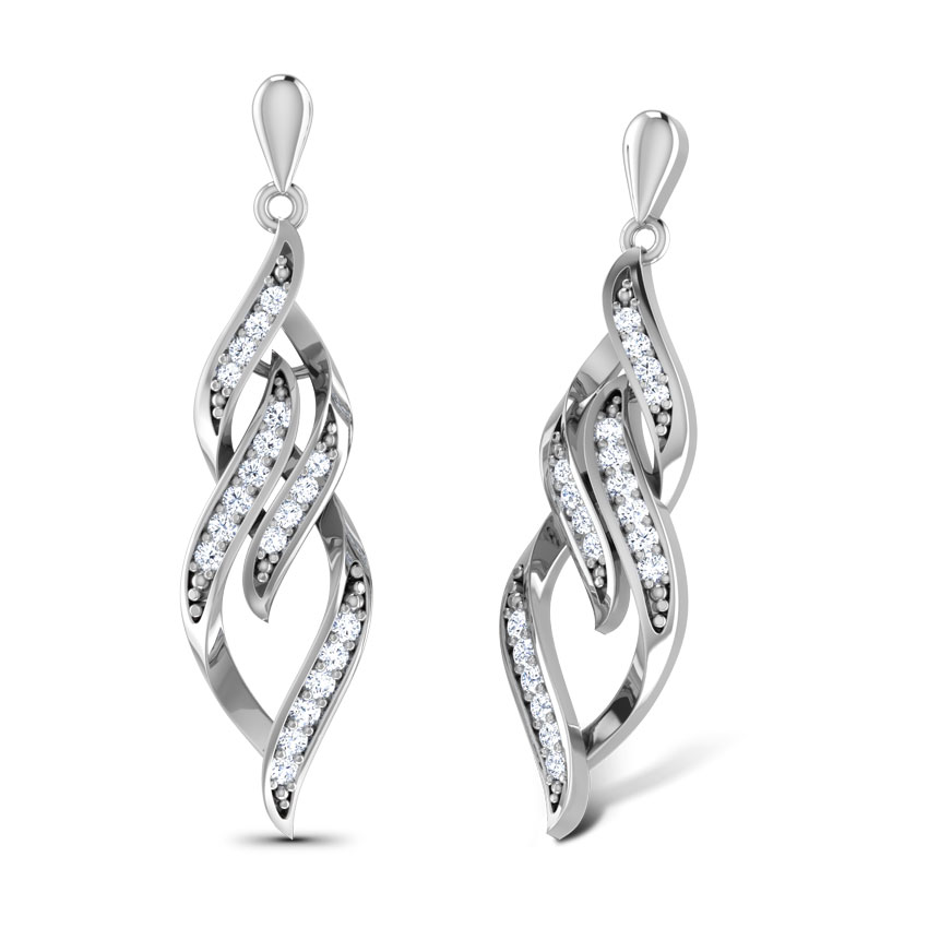 Leaf Infinity Diamond Drop Earrings