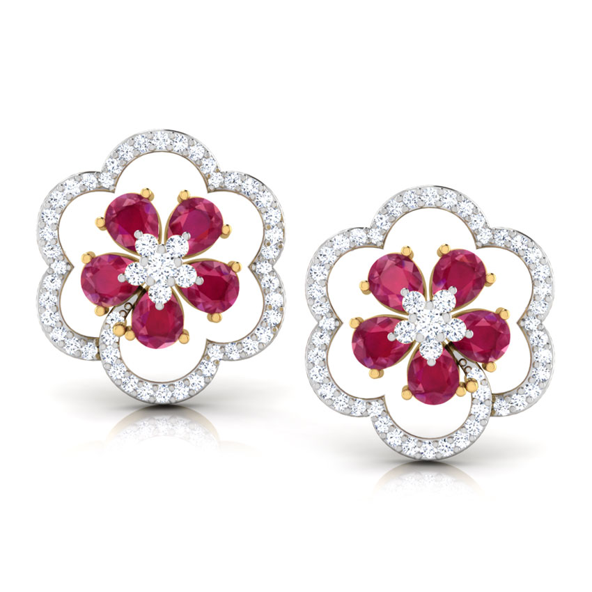 Trio Floral Gemstone Stud Earrings