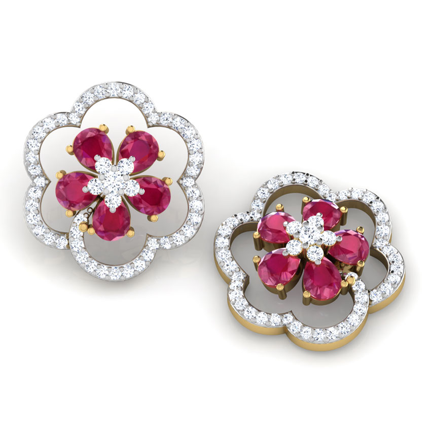 Trio Floral Gemstone Stud Earrings