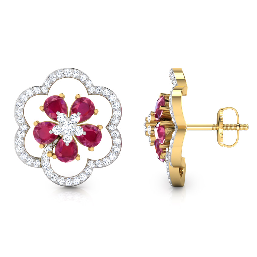 Trio Floral Gemstone Stud Earrings