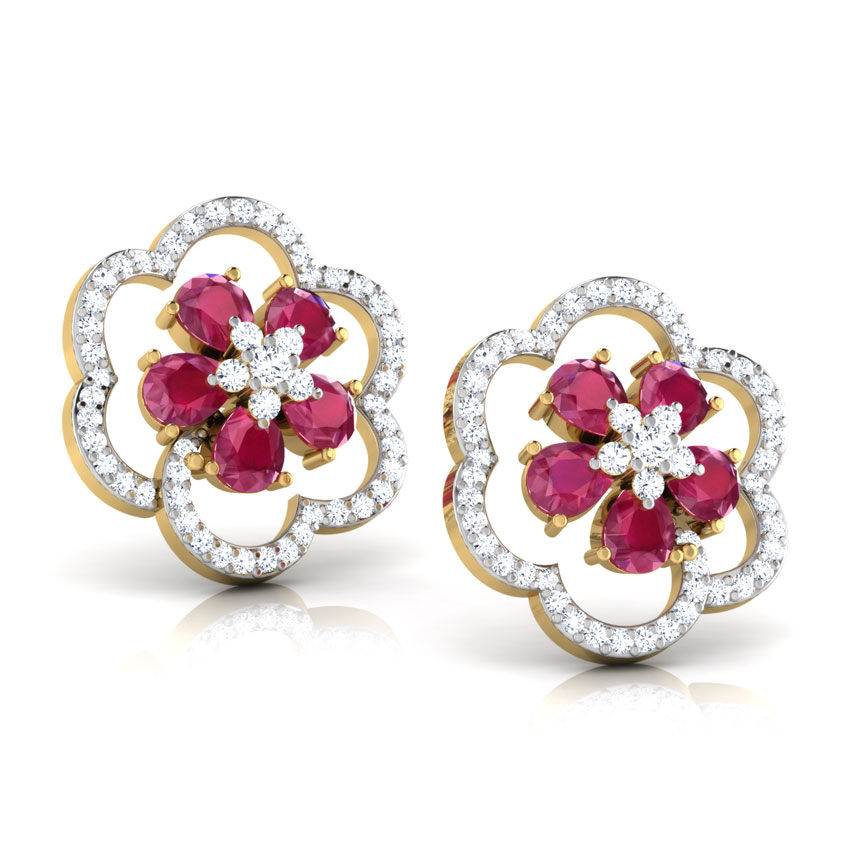 Trio Floral Gemstone Stud Earrings