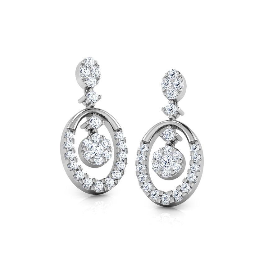 Oval Pendulum Diamond Drop Earrings