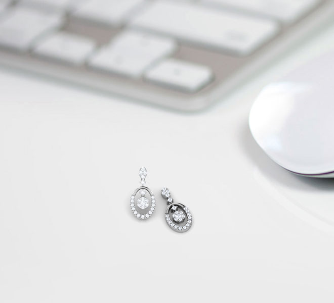 Oval Pendulum Diamond Drop Earrings