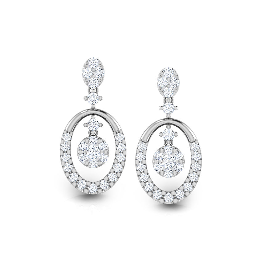 Oval Pendulum Diamond Drop Earrings