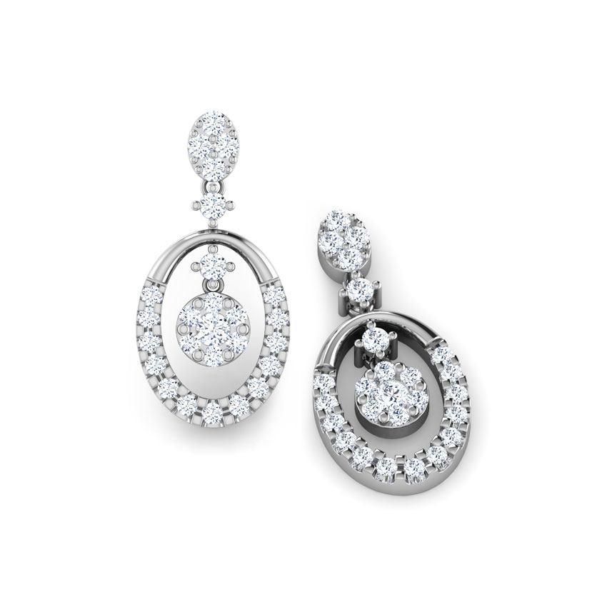 Oval Pendulum Diamond Drop Earrings