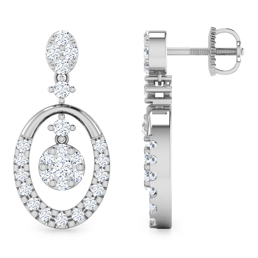 Oval Pendulum Diamond Drop Earrings