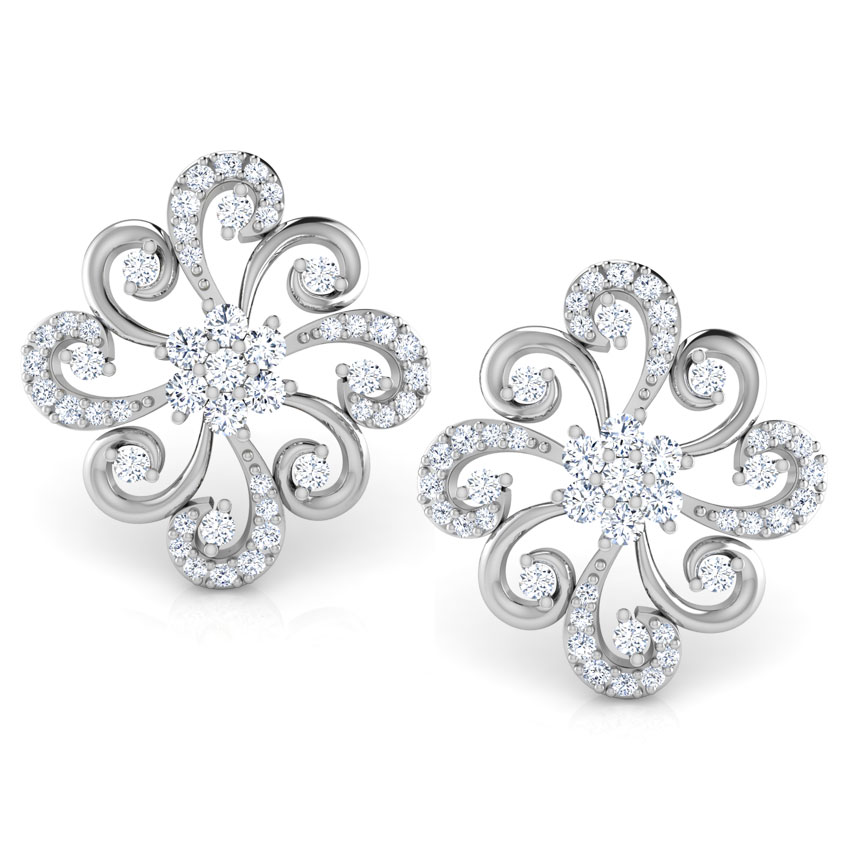 Floral Swirls Diamond Stud Earrings Floral Swirls Diamond Stud Earrings