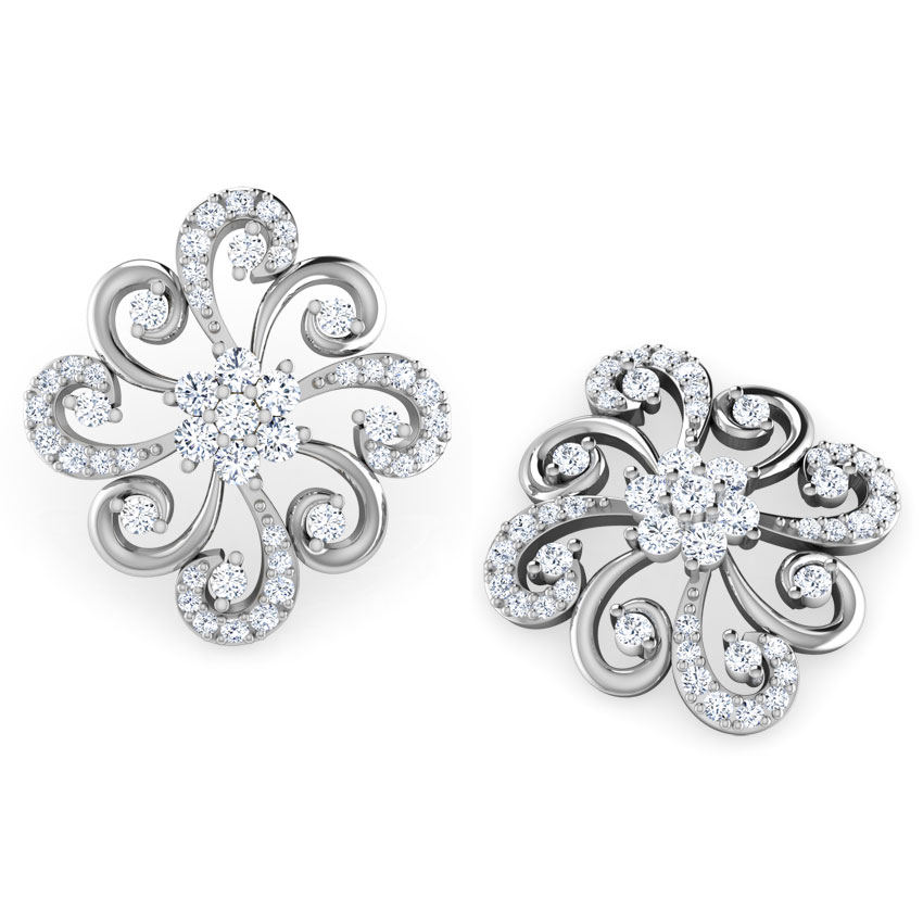 Floral Swirls Diamond Stud Earrings Floral Swirls Diamond Stud Earrings