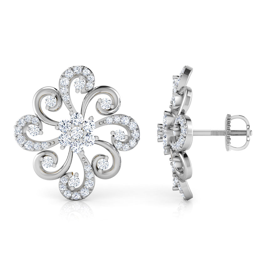 Floral Swirls Diamond Stud Earrings Floral Swirls Diamond Stud Earrings