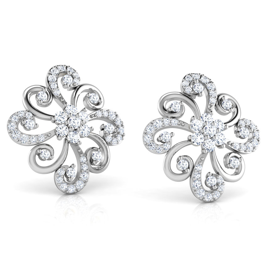 Floral Swirls Diamond Stud Earrings Floral Swirls Diamond Stud Earrings