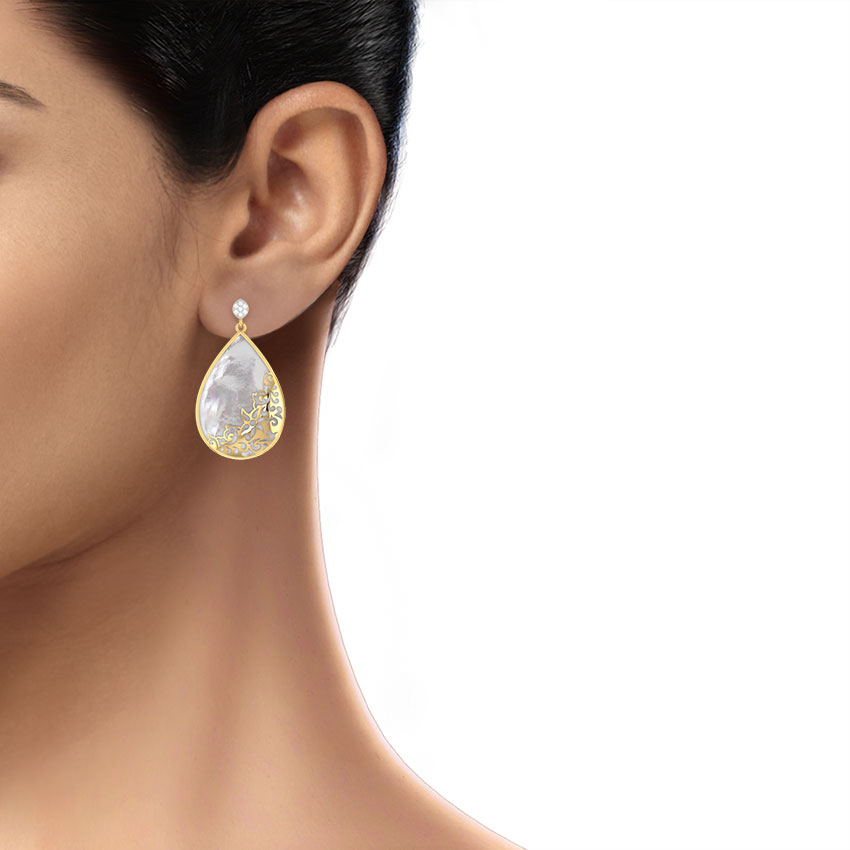 Diamond,Gemstone Earrings 18 Karat Yellow Gold Sirius Gemstone Drop Earrings