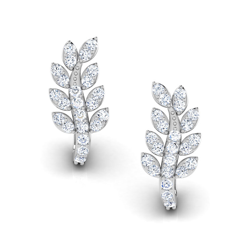 Leafy Creeper Diamond Hoop Earrings