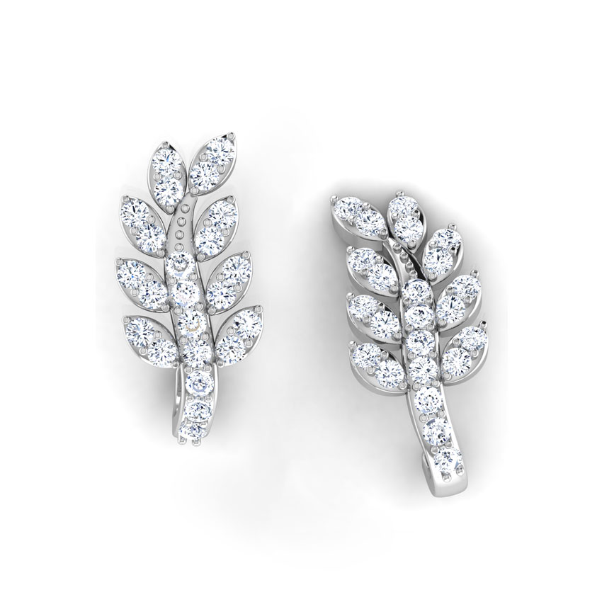 Leafy Creeper Diamond Hoop Earrings