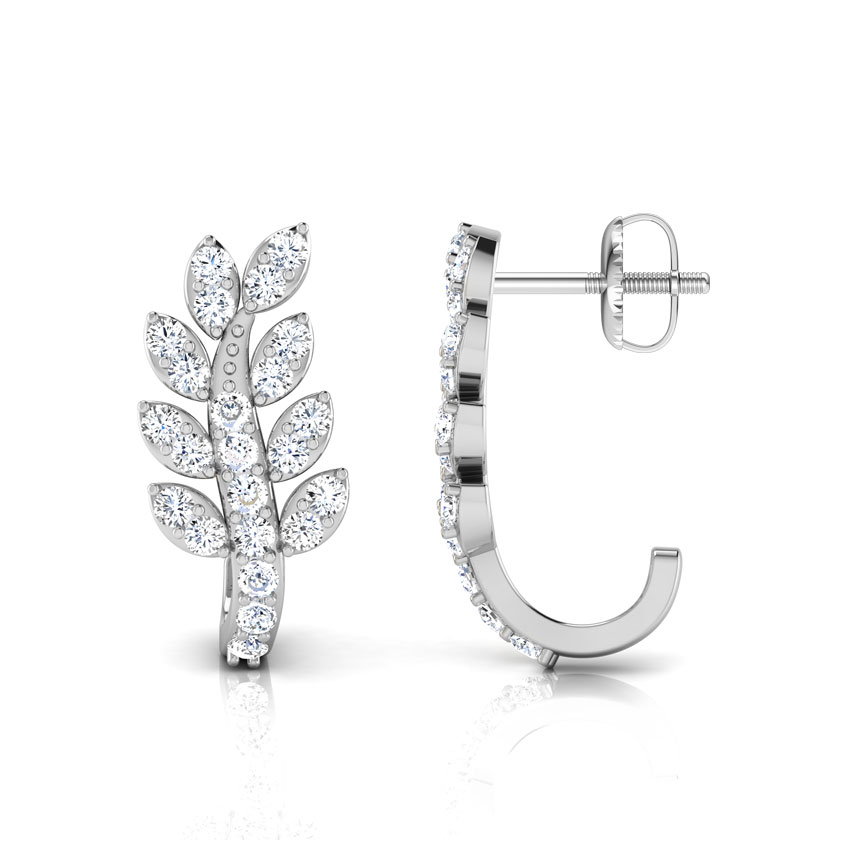 Leafy Creeper Diamond Hoop Earrings