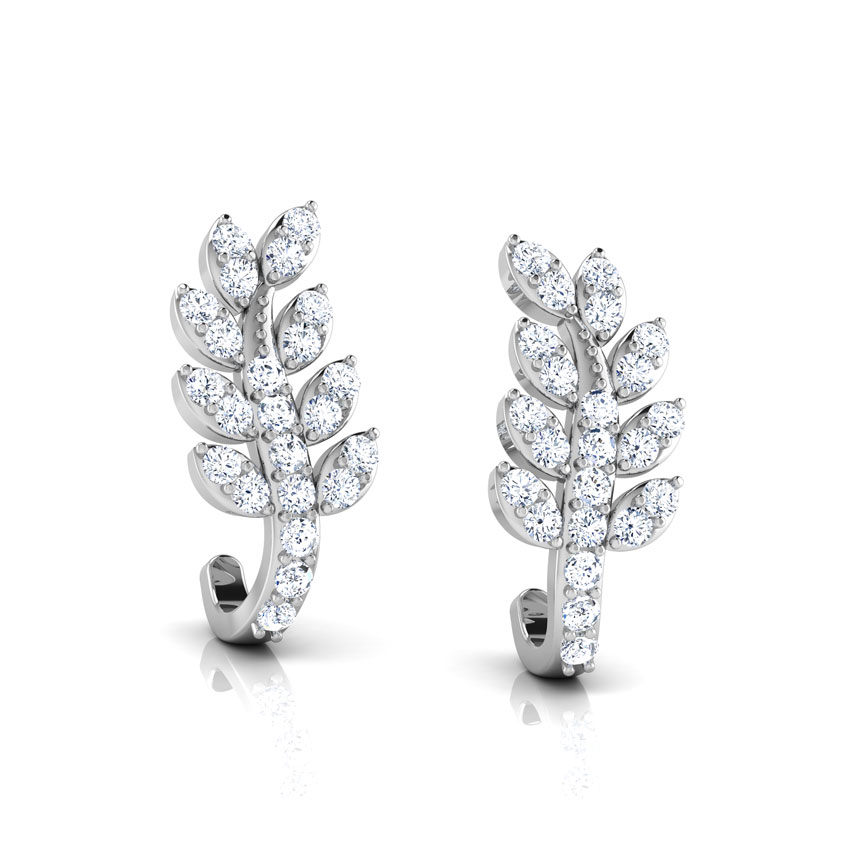 Leafy Creeper Diamond Hoop Earrings