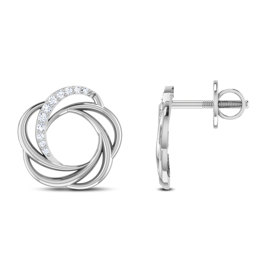 Sparkling Whorl Platinum Stud Earrings