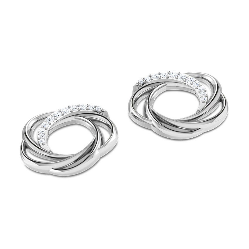 Sparkling Whorl Platinum Stud Earrings
